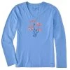 Life Is Good Women's Patriotic Daisies Crusher-LITE Vee Long-Sleeve Shirt