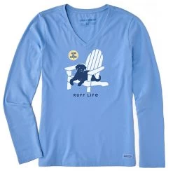 Life Is Good Women's Ruff Life Crusher-LITE Vee Long-Sleeve T-Shirt