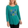 Escape By Habitat Women's Flowers Hi/Low Long-Sleeve Top -Outdoor women's clothing store alpine