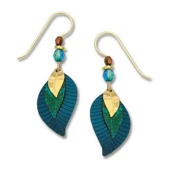 Left Hand Studios Sienna Sky And Adajio Jewelry Women's Teal Gold Leaf Earring