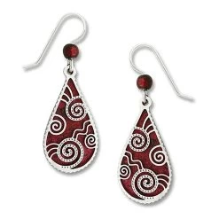 Left Hand Studios Sienna Sky And Adajio Jewelry Women's Deep Red Teardrop With Filigree Earring