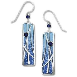 Left Hand Studios Sienna Sky And Adajio Jewelry Women's Iridescent Reed Overlay Blue Column Earring
