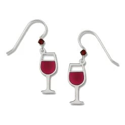 Left Hand Studios Sienna Sky And Adajio Jewelry Women's Red Wine Glass Earring