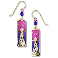 Left Hand Studios Sienna Sky And Adajio Jewelry Women's Ocean Sunset Rectangle Earring