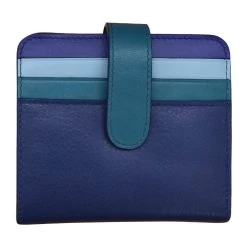 Ili New York Women's Bi-Fold Credit Card Wallet With RFID Blocking -Outdoor women's clothing store iliNewYor 7301 DenimMulti 1front