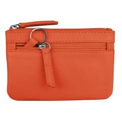 Ili New York Women's Coin Purse With Key Ring -Outdoor women's clothing store ili NY Coin Holder Orange